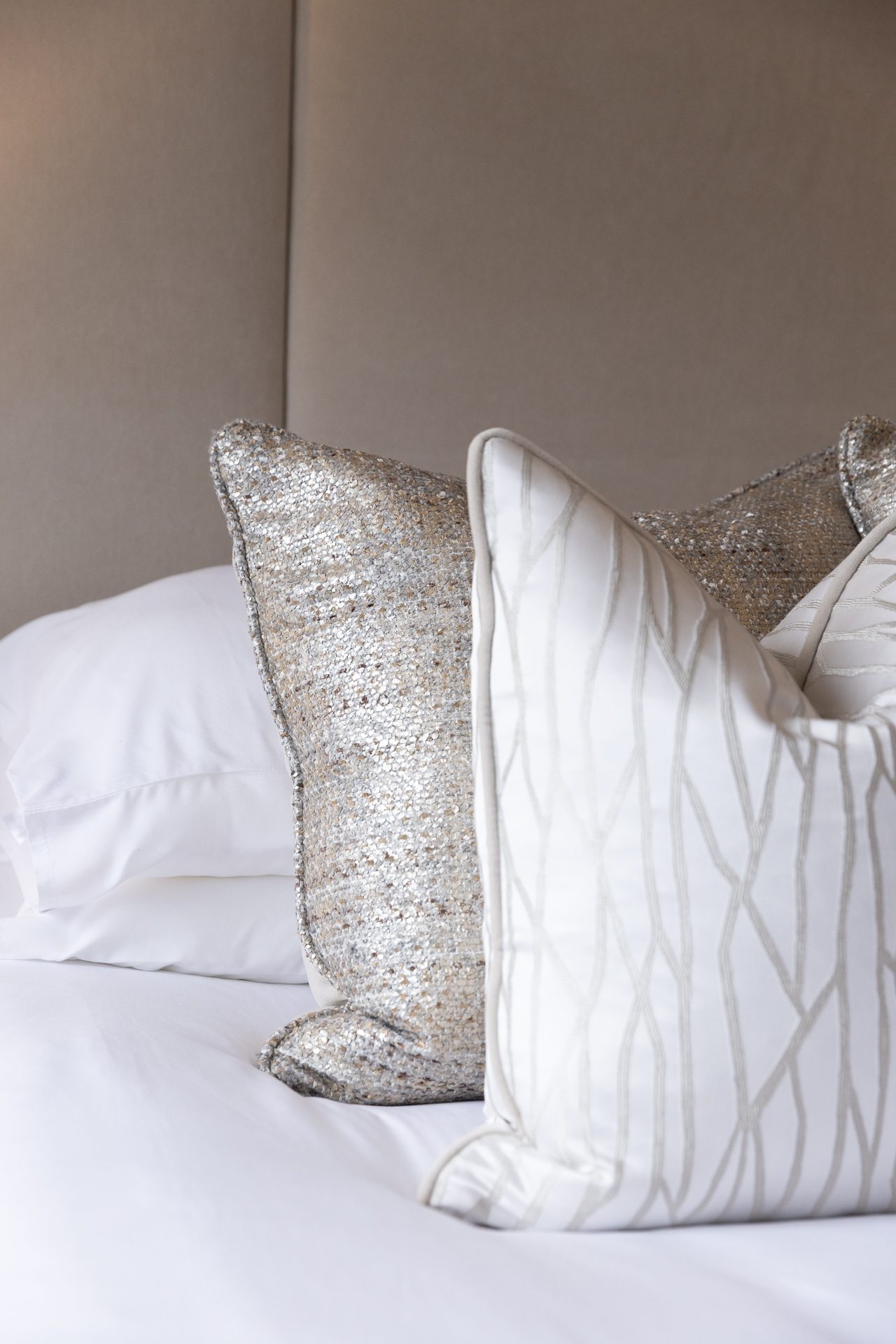 Houndstooth cushion close-up, a quiet study in pattern