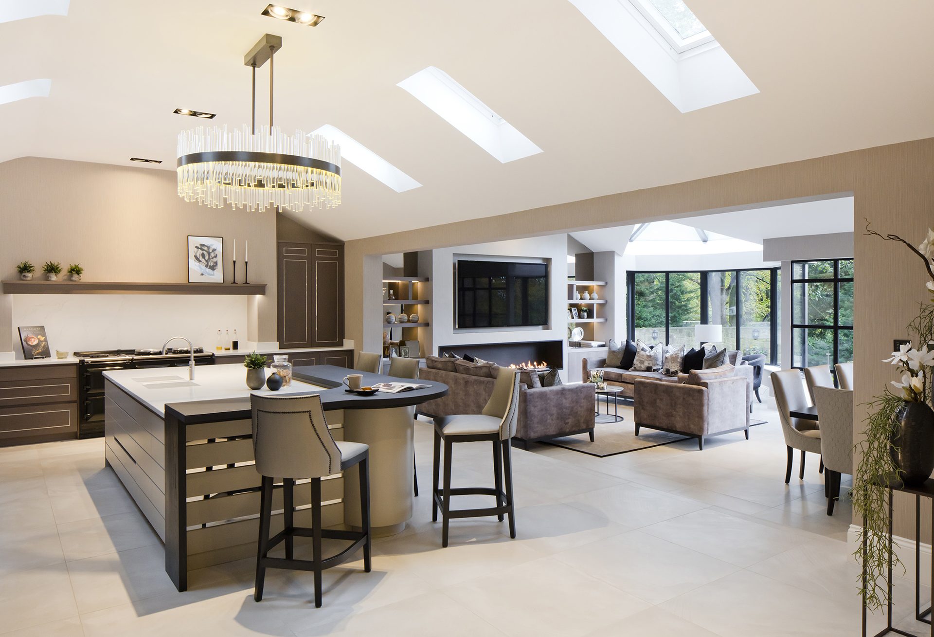 Open plan living space, kitchen and casual dining held as one connected room